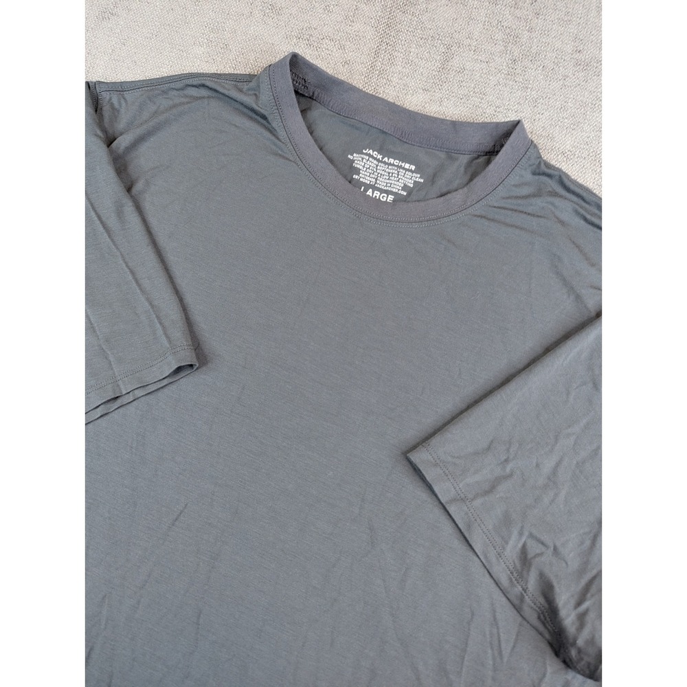 Jack Archer T-Shirt Mens L Gray Short Sleeve Modal Spandex Curved Hem Basics Tee